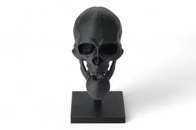 Black Skull Sculpture