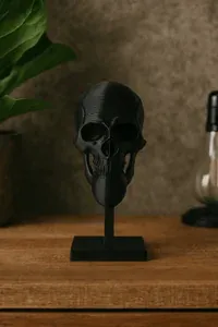 Black Skull Sculpture - Küçük görsel 2