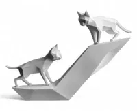 Playing Cats Sculpture - Küçük görsel 1